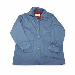 Vintage 80s 90s Woolrich John Rich & Bros Blue Parka Coat Red Plaid Lining XL